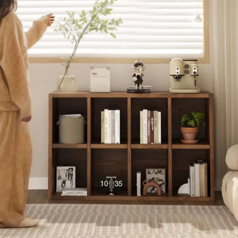 Solid Wood Short Bookshelf Floor Storage Cabinet Grid Organizer Shelf for Living Room Home & Kindergarten Display Unit    Home Decor Supply | Online Retail | ShoreShopper.com