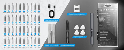 50 in 1 Precision Electric Screwdriver Set Multi-Function Power Tool with Magnetic Torx Phillips Bits for iPhone Glasses Watches    Home Decor Supply | Online Retail | ShoreShopper.com