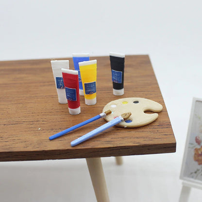1/12 Dollhouse Draw Room Art Supplies Decoration Dolls House Accessories Mini Pigment Tube Paint Brush Palette Model Dollhouse    Home Decor Supply | Online Retail | ShoreShopper.com