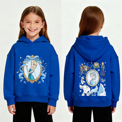 Disney Princess Elsa Cartoon Print Autumn/Winter Children's Fashion Casual Warm Hoodie Coat - ShoreCo.Shop