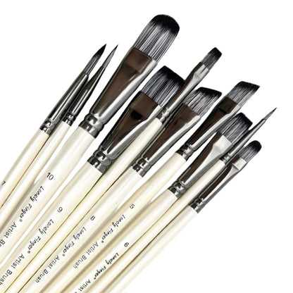 Paint Brush Set，10pcs Artist Brushes for Painting with Round,Flat,Angle,Filbert ,Professional Art Quality on Canvas, Wood, Face    Home Decor Supply | Online Retail | ShoreShopper.com