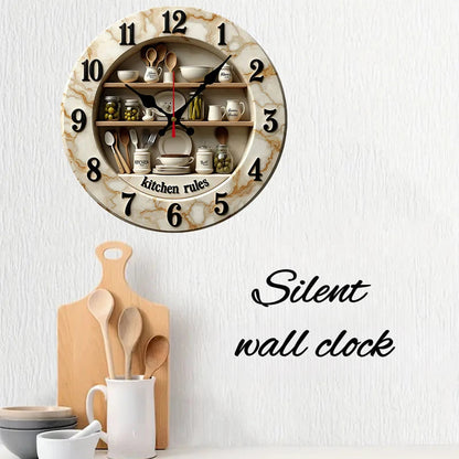 2D Flat Kitchen Rules Design Wooden Round Silent Hanging Wall Clock,For Living Room,Office,Study Room,Bedroom, Home Decoration    Home Decor Supply | Online Retail | ShoreShopper.com