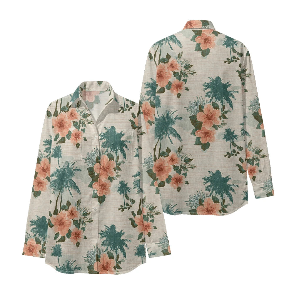 Women Luxury Floral Shirt Gradient Printed Blouse Elegant Button Up Long Sleeve Shirt for Office Casual Spring Summer Trend    Your Coastal Marketplace | Shoreshopper.com