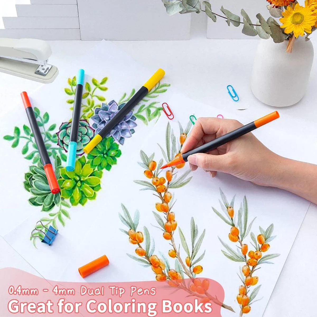 12/24/36/60/80/100/120PCS Dual-Tip Marker Pens Set Watercolor Brush Pens, Art Supplies for Coloring, Excellent Gift for Students    Home Decor Supply | Online Retail | ShoreShopper.com