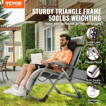 SucceBuy Zero Gravity Chair Zero Gravity Recliner Lounge Chair Adjustable Anti Gravity Chair with Cushion Footrest and Cupholder    Home Decor Supply | Online Retail | ShoreShopper.com