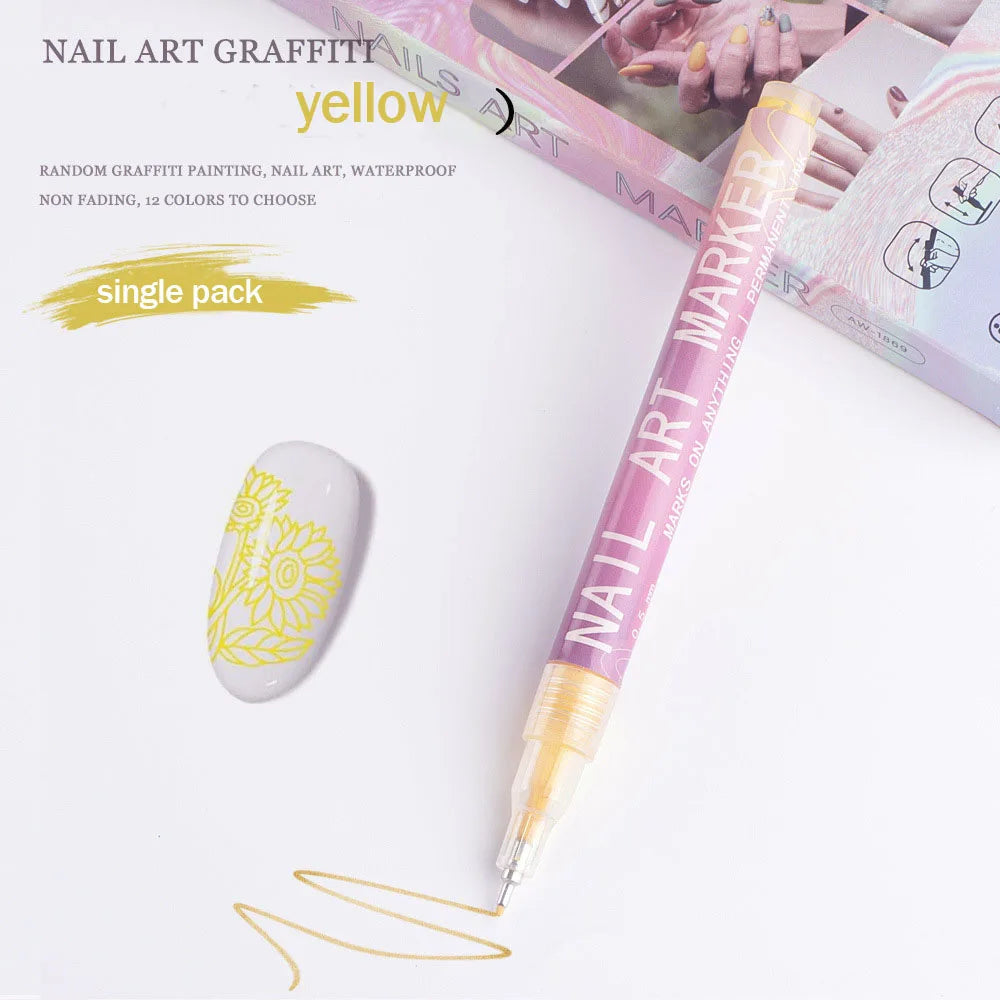 Nail Art Graffiti Pen Nail Acrylic Paint Pen Waterproof Painting Lines Pencil DIY Drawing Abstract Design Nail Accessories    Home Decor Supply | Online Retail | ShoreShopper.com