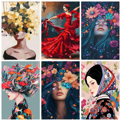 Paint By Number Woman Drawing on Canvas HandPainted Art Gift DIY Pictures By Number Flower Girl Kits Home Decoration    Home Decor Supply | Online Retail | ShoreShopper.com