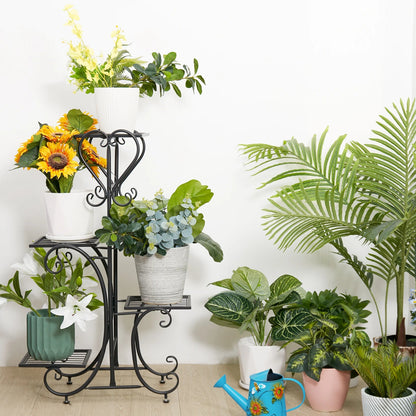 Metal Plant Shelf Flower Display Stand Garden Planter Holder with 4 Tier Shelves Indoor (Black)    Home Decor Supply | Online Retail | ShoreShopper.com