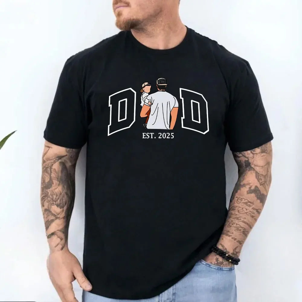Fathers Day Gift Shirt Men Personalized Dad Portrait Family Design Cotton Tee Present for Husband Birthday Men Clothing    Your Coastal Marketplace | Shoreshopper.com