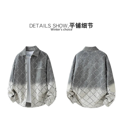 Gradient Ripped Plaid Shirt Men Streetwear Fashion Loose Casual Long Sleeve Oversize Cargo Shirts Cardigan Coat Blouses    Home Decor Supply | Online Retail | ShoreShopper.com