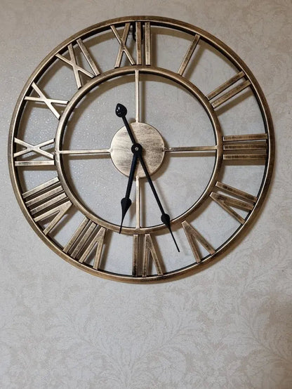 60CM Large 3D Wall Clocks Roman Numerals Retro Round Metal Iron Accurate Silent Nordic Hanging Ornament Living Room Decoration    Home Decor Supply | Online Retail | ShoreShopper.com
