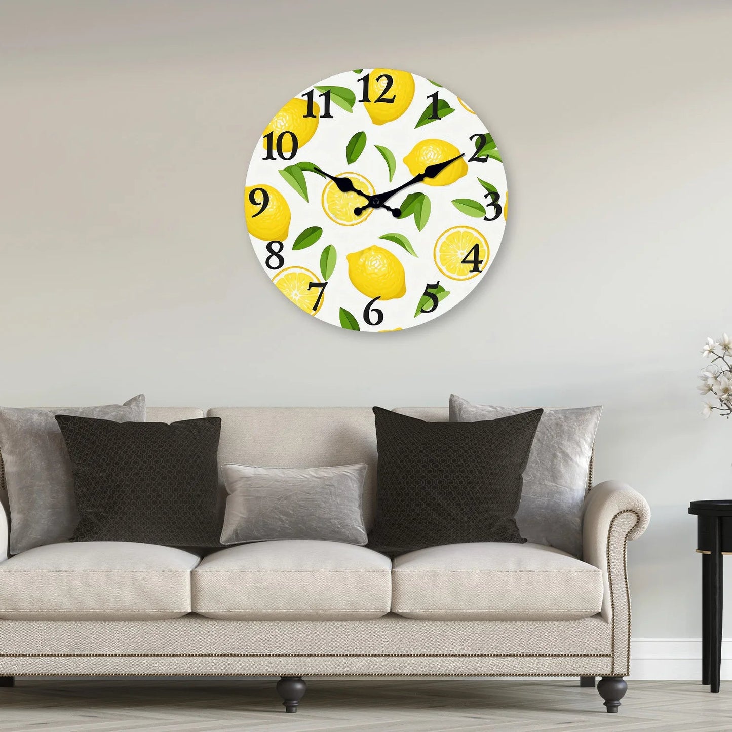 1pc wooden wall clock, yellow lemon and green leaf design wall clock, family mute clock, living room bedroom study decoration    Home Decor Supply | Online Retail | ShoreShopper.com