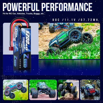 Zeee 3S LiPo RC Battery 11.1V 5200mAh 80C Hardcase w/ Plugs - ShoreCo.Shop