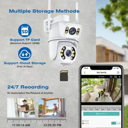 8MP 4K Dual Lens Wifi Camera Ai Auto Tracking Waterproof Security CCTV Video Surveillance Camera Police Light Alarm IP Camera - ShoreCo.Shop