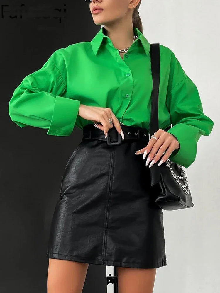 Women's Shirt Beautiful Cotton Oversized Candy Colors Shirts & Blouses Long SleevesSolid Green Blouses for Women Fashion 2025    Your Coastal Marketplace | Shoreshopper.com