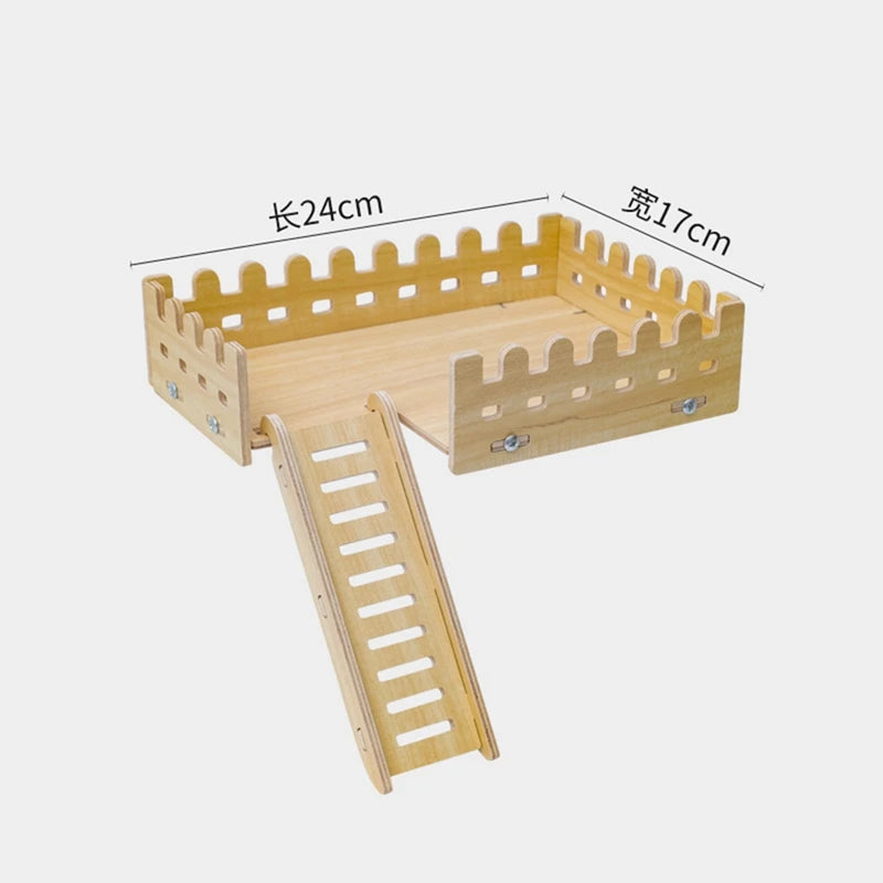 Hamster Habitat Décor Wooden Double-Layer Platform with Ladder Durable Pet Toy Accessory for Gerbil Guinea Pig and Small Animals    Home Decor Supply | Online Retail | ShoreShopper.com