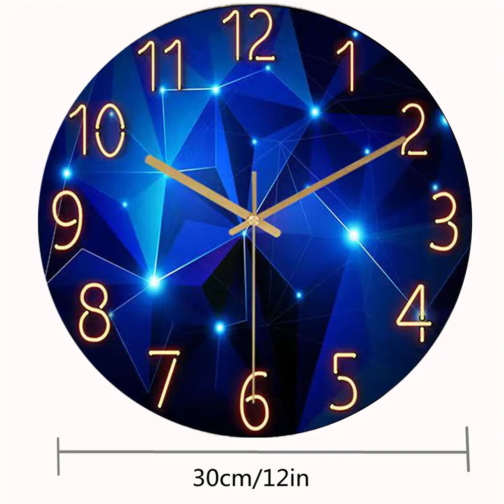 Geometric Elements Dark Blue Tempered Glass Wall Clock 12"    Home Decor Supply | Online Retail | ShoreShopper.com