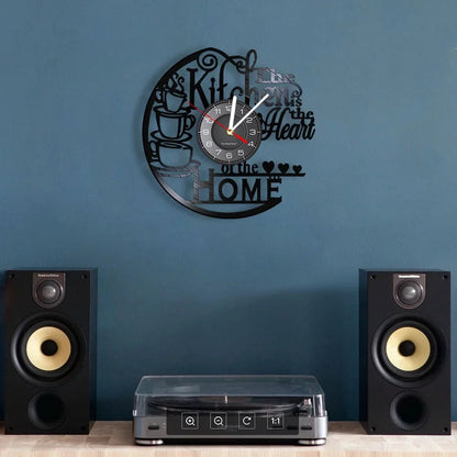 The Kitchen The Heart Of The Home Inspired Vinyl Record Clock Modern Design Vinyl Wall Watch Kitchen Decor Noiseless Timepieces    Home Decor Supply | Online Retail | ShoreShopper.com