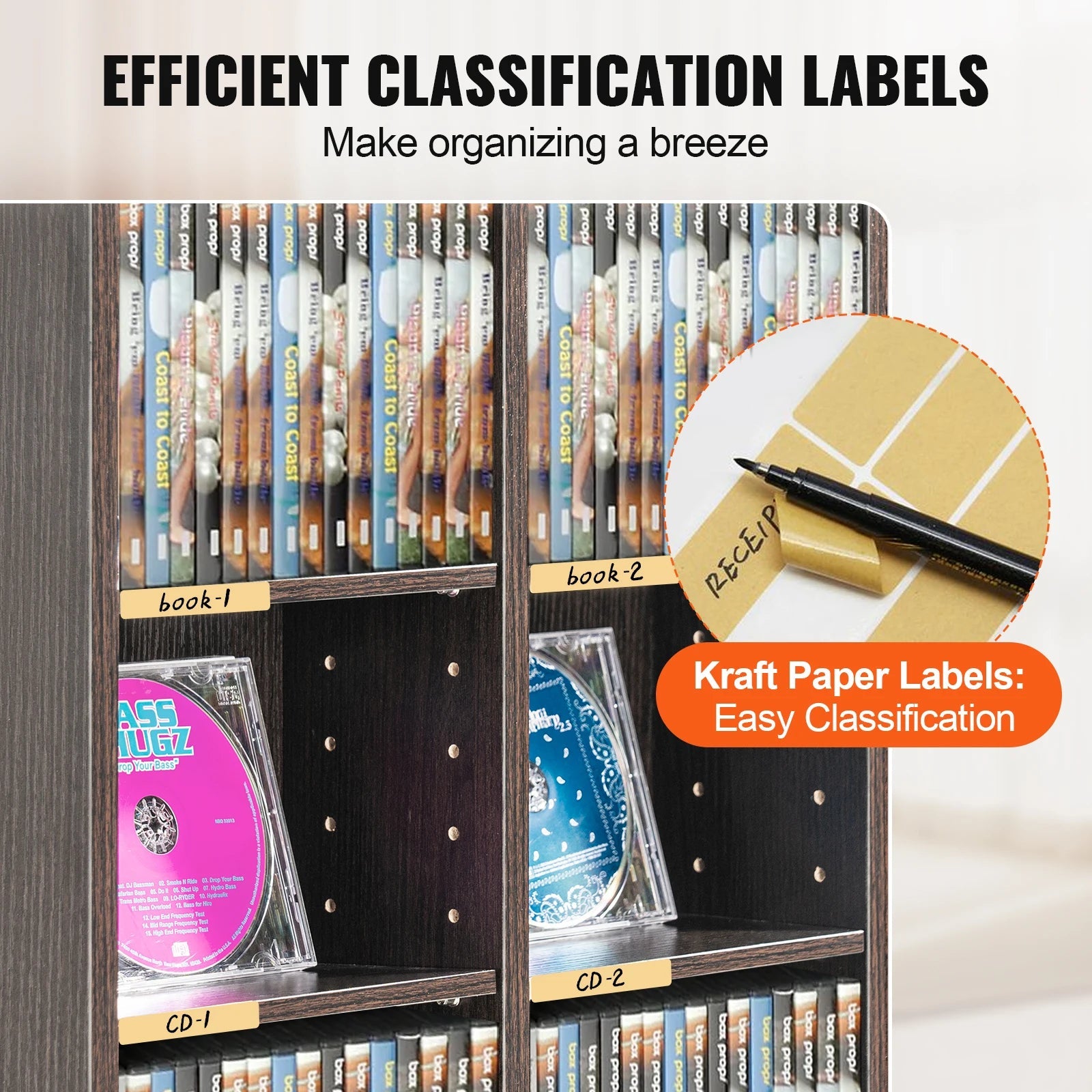 SucceBuy Media Storage Cabinet DVD Shelf Holds Adjustable CD Shelves 5/12/16/36 Compartments Protects and Organizes Music Movie    Home Decor Supply | Online Retail | ShoreShopper.com