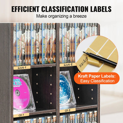 SucceBuy Media Storage Cabinet DVD Shelf Holds Adjustable CD Shelves 5/12/16/36 Compartments Protects and Organizes Music Movie    Home Decor Supply | Online Retail | ShoreShopper.com