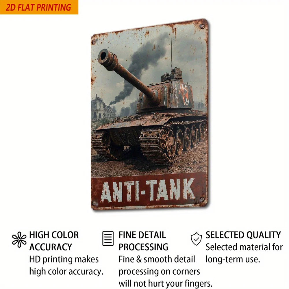 Vintage German Tiger Tank Aluminum Metal Sign - Rustic Wall Art for Home, Bar, Cafe, Garage - 8x12 Inch Gift for Military Fans    Home Decor Supply | Online Retail | ShoreShopper.com