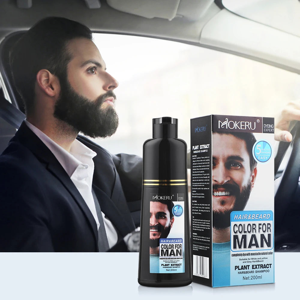 Natural Permanent Beard Dye Shampoo Repair White Grey Hair Removal Instant Mustache Dying Blacking Fast Beard Coloring for Men - ShoreCo.Shop