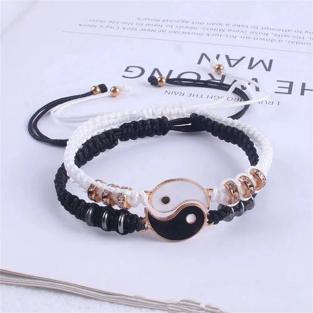 2 PC Jewelry Set Couple Black White Tai Chi Bracelet Rope Adjustable Chain Set Simple Style Daily Wear Jewelry    Home Decor Supply | Online Retail | ShoreShopper.com