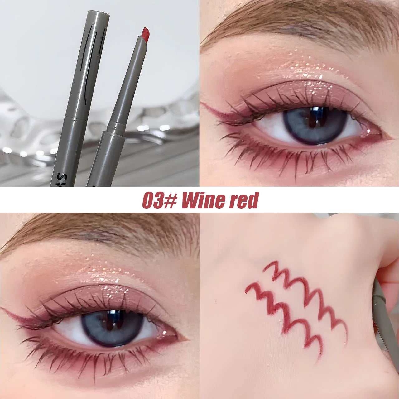 Silky Long-lasting Eye Liner Pencil  Eyeliner Pen Natural Matte Wine Red Eyeliner Easy To Color Waterproof Eye Make Up Cosmetics - ShoreCo.Shop