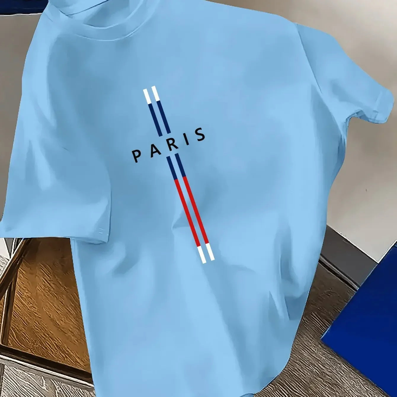 Summer Men 100% cotton fashion casual loose fit plus size Paris letter print round neck short sleeve T-shirt top    Home Decor Supply | Online Retail | ShoreShopper.com