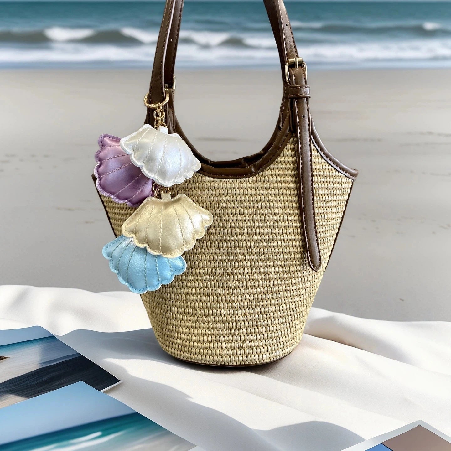 4 Pcs Stylish PU Leather Summer Beach Style Keychain/Bag Charm Set-Cute Lobster/Crab/Seashell-car/Bag/Room Accessories/Hanger-    Your Coastal Marketplace | Shoreshopper.com