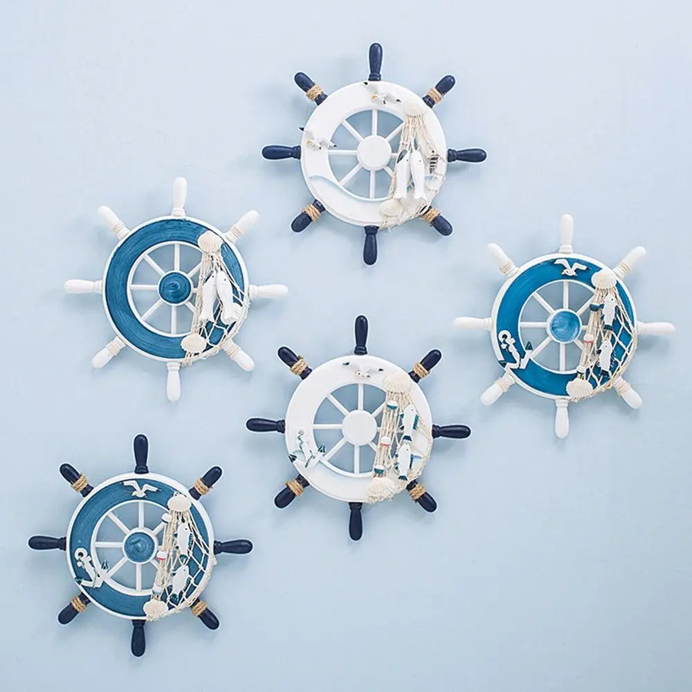 Marine Style Wood Ship Wheel Boat Steering Rudder Mediterranean Ornament Nautical Theme Birthday Party Kids Home Decorations    Your Coastal Marketplace | Shoreshopper.com