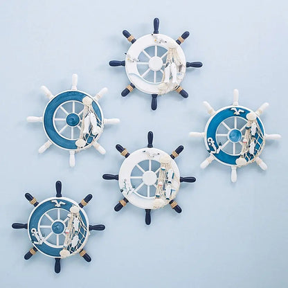 Marine Style Wood Ship Wheel Boat Steering Rudder Mediterranean Ornament Nautical Theme Birthday Party Kids Home Decorations    Your Coastal Marketplace | Shoreshopper.com