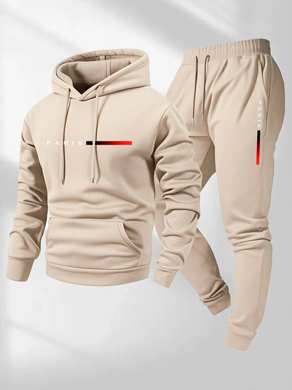 Paris Letter Printed Sweatshirt Set Men's Wool Hooded Sweatshirt Pants Set Spring and Autumn Winter Warm Casual Sportswear Set    Home Decor Supply | Online Retail | ShoreShopper.com