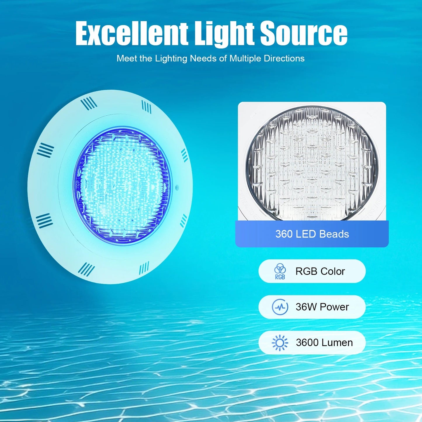 Underwater Light RGB Swimming Lamp IP68 Waterproof ABS 36W  Fountain Lighting 7 Color Changing    Home Decor Supply | Online Retail | ShoreShopper.com