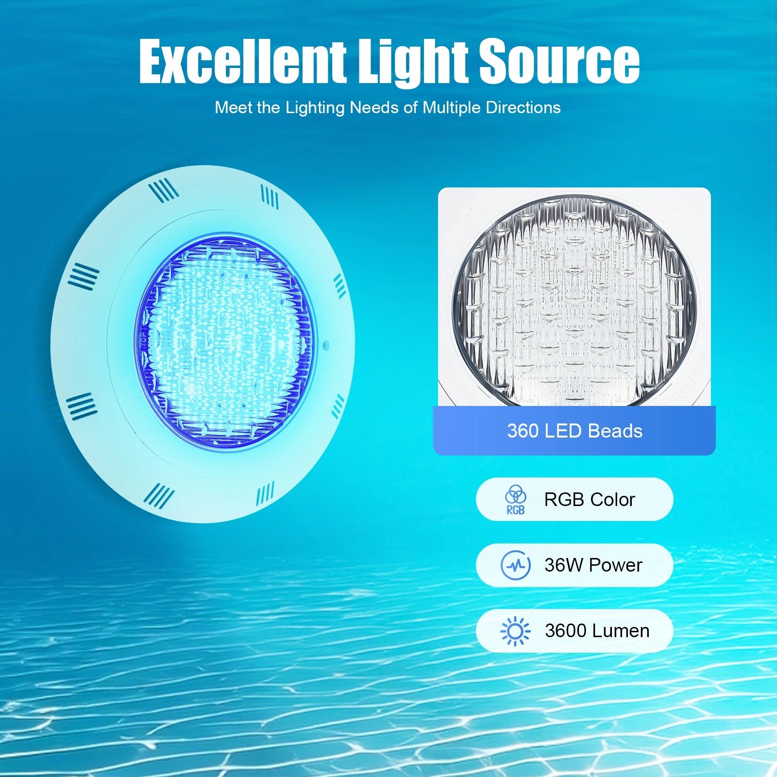 Underwater Light RGB Swimming Lamp IP68 Waterproof ABS 36W  Fountain Lighting 7 Color Changing    Home Decor Supply | Online Retail | ShoreShopper.com