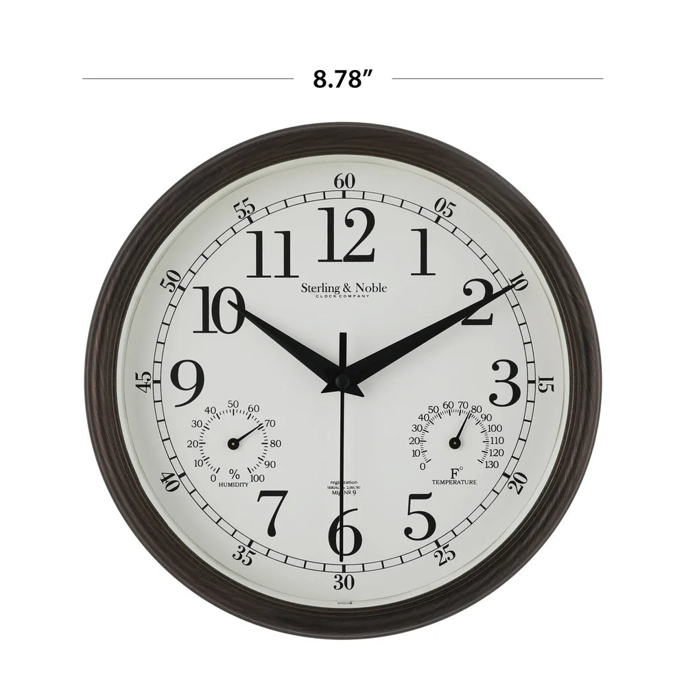 8.75 Inch Antique Bronze Indoor Outdoor Wall Clock with Thermometer Hygrometer Lightweight Durable Quartz Movement Analog Clock    Home Decor Supply | Online Retail | ShoreShopper.com