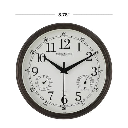8.75 Inch Antique Bronze Indoor Outdoor Wall Clock with Thermometer Hygrometer Lightweight Durable Quartz Movement Analog Clock    Home Decor Supply | Online Retail | ShoreShopper.com