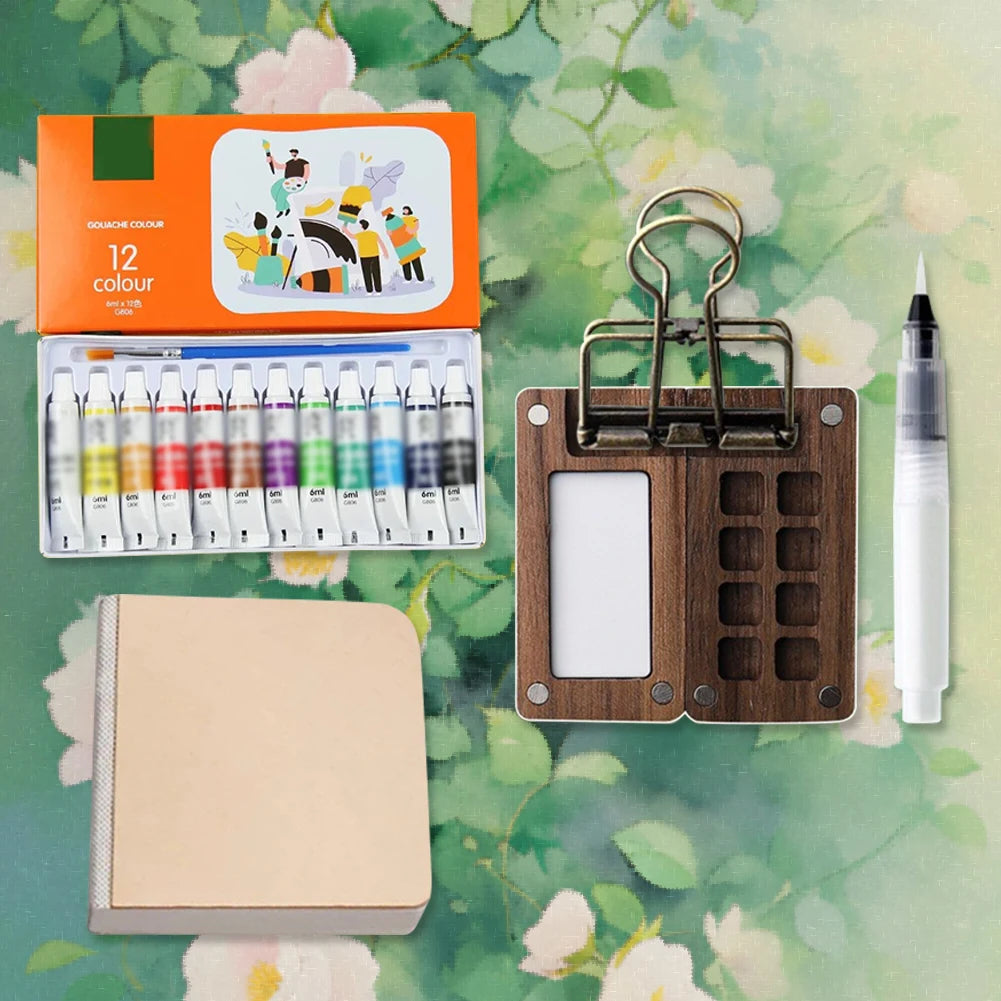 8/15 Colors Portable Travel Gouache Palette Set Mini Walnut Paint Box Artist Gouache Paint Palette Sketchbook Art Supplies    Home Decor Supply | Online Retail | ShoreShopper.com