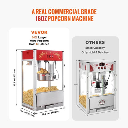 Popcorn Popper Machine Countertop Popcorn Maker 1615W 16 Oz Red    Home Decor Supply | Online Retail | ShoreShopper.com