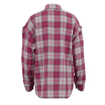 Pink Plaid Shirt for Women in Europe and America New Versatile Loose Shirt for Women Removable Long-sleeved Lapel Top    Home Decor Supply | Online Retail | ShoreShopper.com