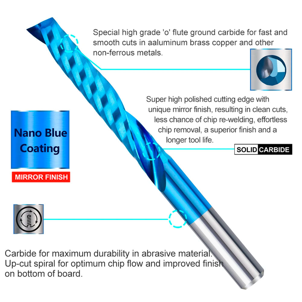 XCAN10pcs Single Flute Carbide End Mill 1/8'' Shank O Flute Spiral CNC Router Bit Cutter 1/1.5/2/2.5/3.175mm Wood Milling Tools    Home Decor Supply | Online Retail | ShoreShopper.com