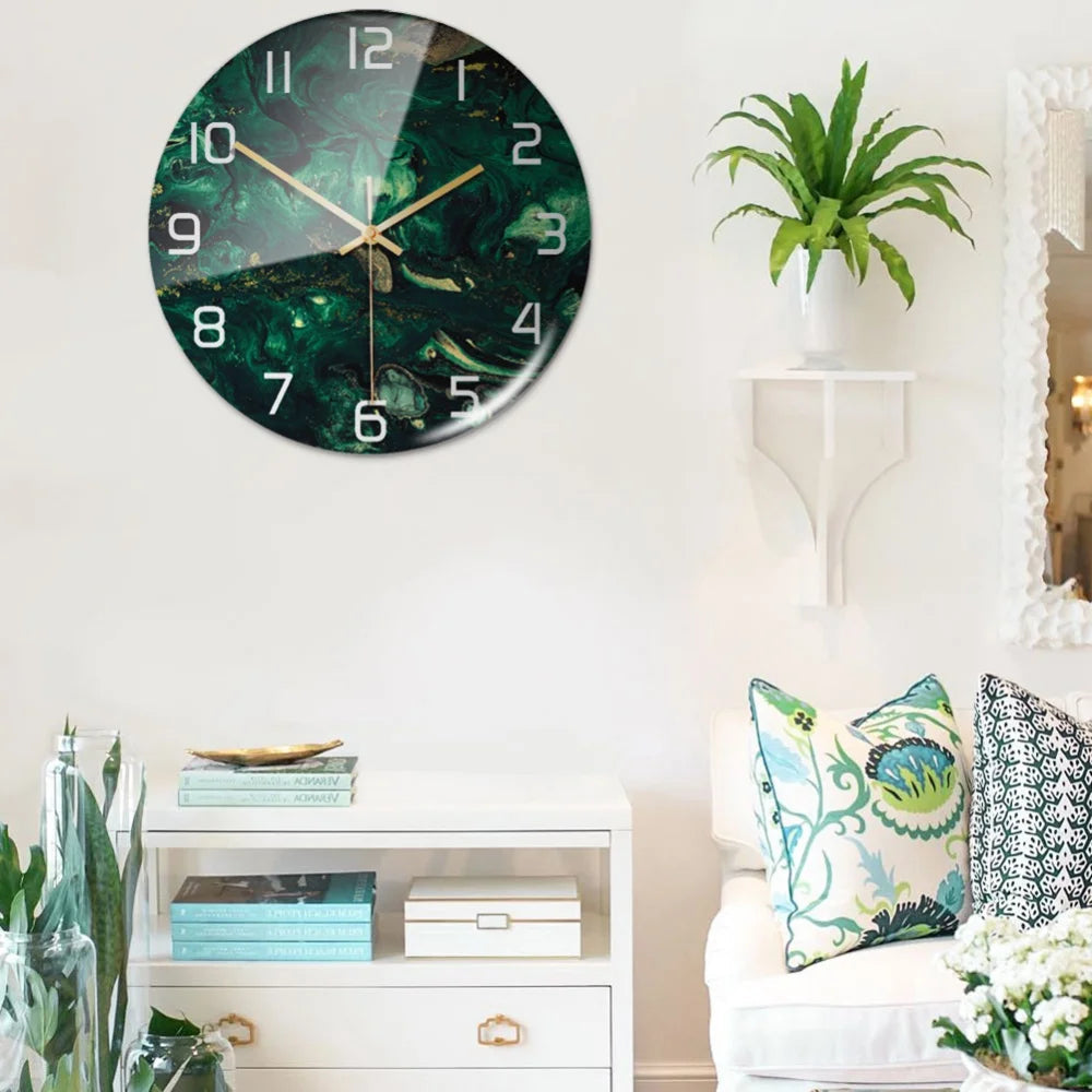 Black Gold Marble Metal Needle Modern Acrylic Round Clock 12"    Home Decor Supply | Online Retail | ShoreShopper.com