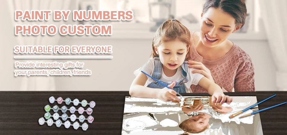 24/36 Color Personalised Paint By Numbers Photo Custom DIY Oil Painting By Number Picture Canvas Portrait Family Children Photo    Home Decor Supply | Online Retail | ShoreShopper.com