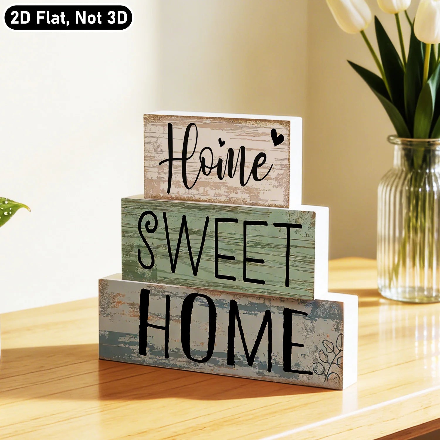 PVC Farmhouse Tabletop Plaques & Signs, Rustic Home Tiered Tray Decor, Table Ornament for Kitchen Shelf, Home Sweet Home Sign - ShoreCo.Shop