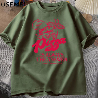 Pizza Is Always The Answer Food Printing T Shirts for Women Men Funny Graphic T Shirt Cotton Short Sleeve Summer Tee Shirt Tops    Home Decor Supply | Online Retail | ShoreShopper.com