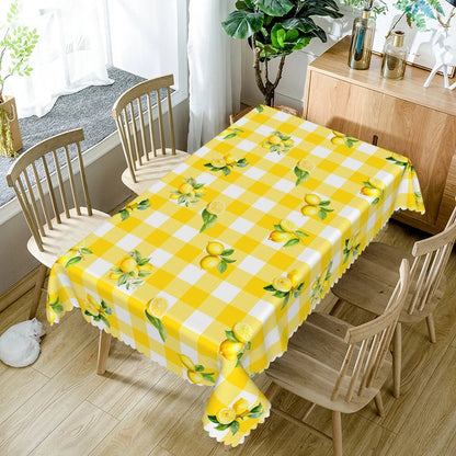 Waterproof Lemon Tablecloth Blue White Check Pattern Summer Decor Kitchen Dining Table Cover for Outdoor Indoor Rustic Style    Your Coastal Marketplace | Shoreshopper.com