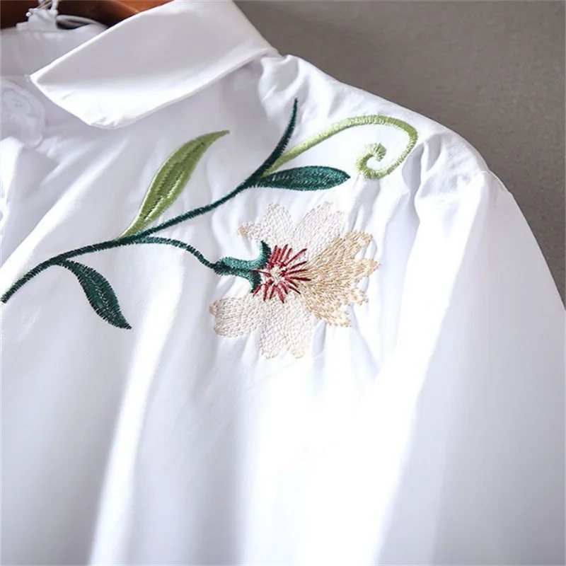 Embroidered Shirt For Women Blouse Artistic Blous Retro Woman Blouse Loose Top Lapel Cardigan Summer Leisure Woman Clothes Shirt    Your Coastal Marketplace | Shoreshopper.com