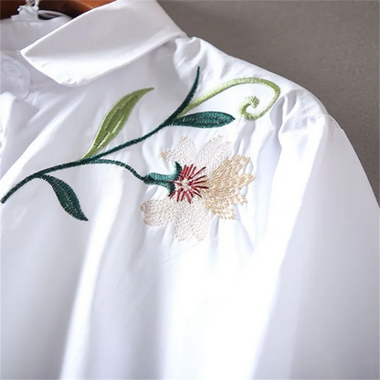 Embroidered Shirt For Women Blouse Artistic Blous Retro Woman Blouse Loose Top Lapel Cardigan Summer Leisure Woman Clothes Shirt    Your Coastal Marketplace | Shoreshopper.com