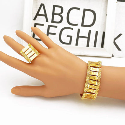 Dubai Jewelry Set Women Luxury Design High-end Gold Plated Necklace Bangle Earring Ring Daily Wear Accessory Ideal Gift    Home Decor Supply | Online Retail | ShoreShopper.com
