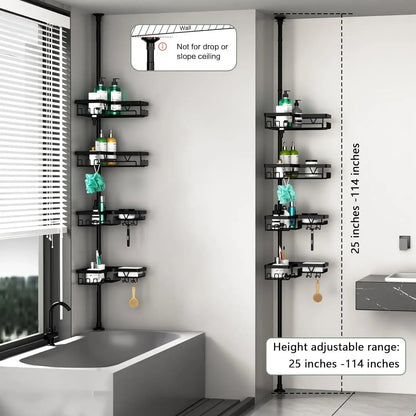 Corner Shower Caddy Tension Pole - 4 Tier Stainless Steel Rustproof Shower Corner Caddy for Bathroom Shower Organizer    Home Decor Supply | Online Retail | ShoreShopper.com